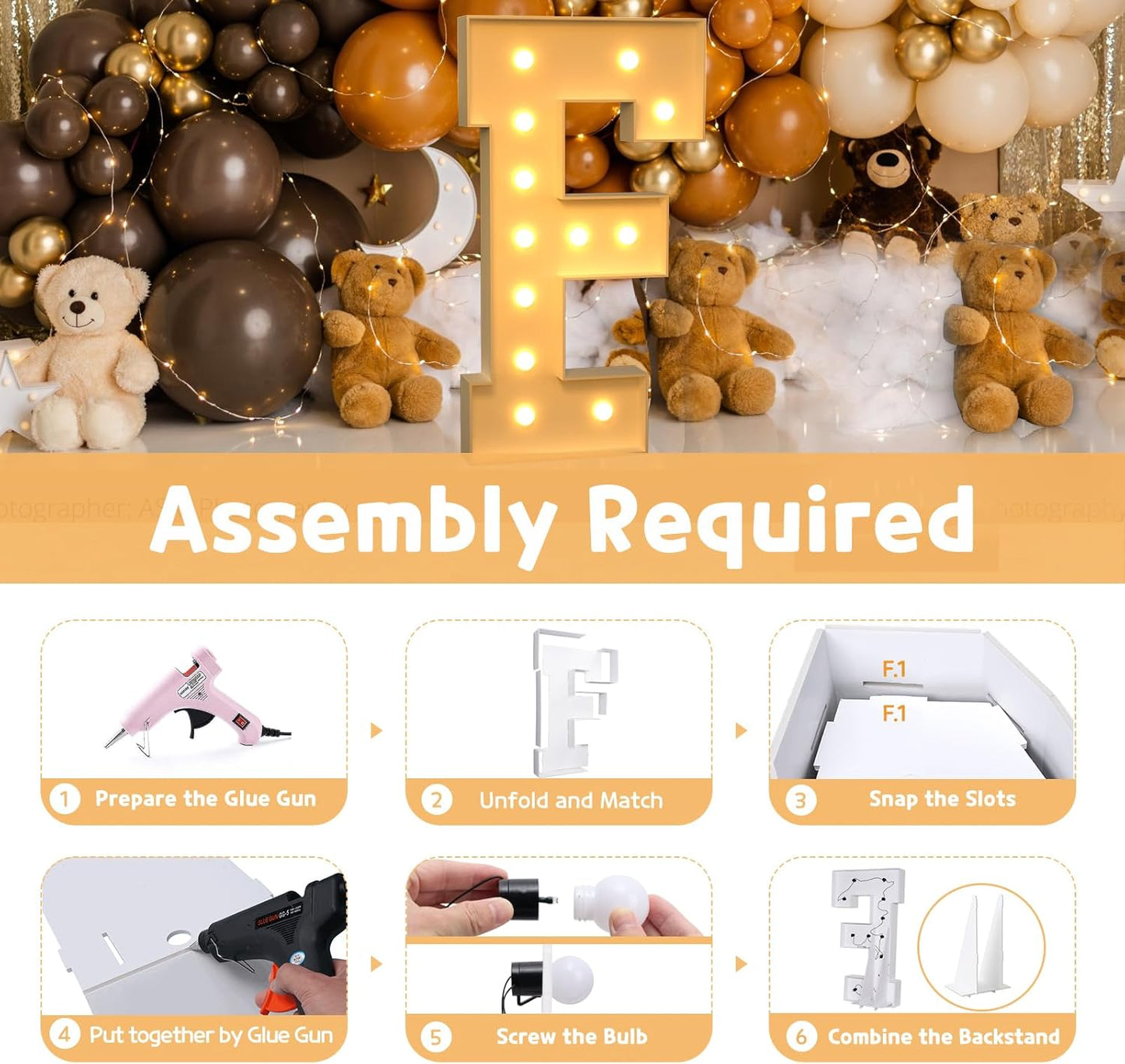 imprsv 4FT Marquee Light Up Letters for Birthday Party Decorations Large Marquee Letters for Wedding Event Bridal Shower Engagement Anniversarty Party Decor,Letter F