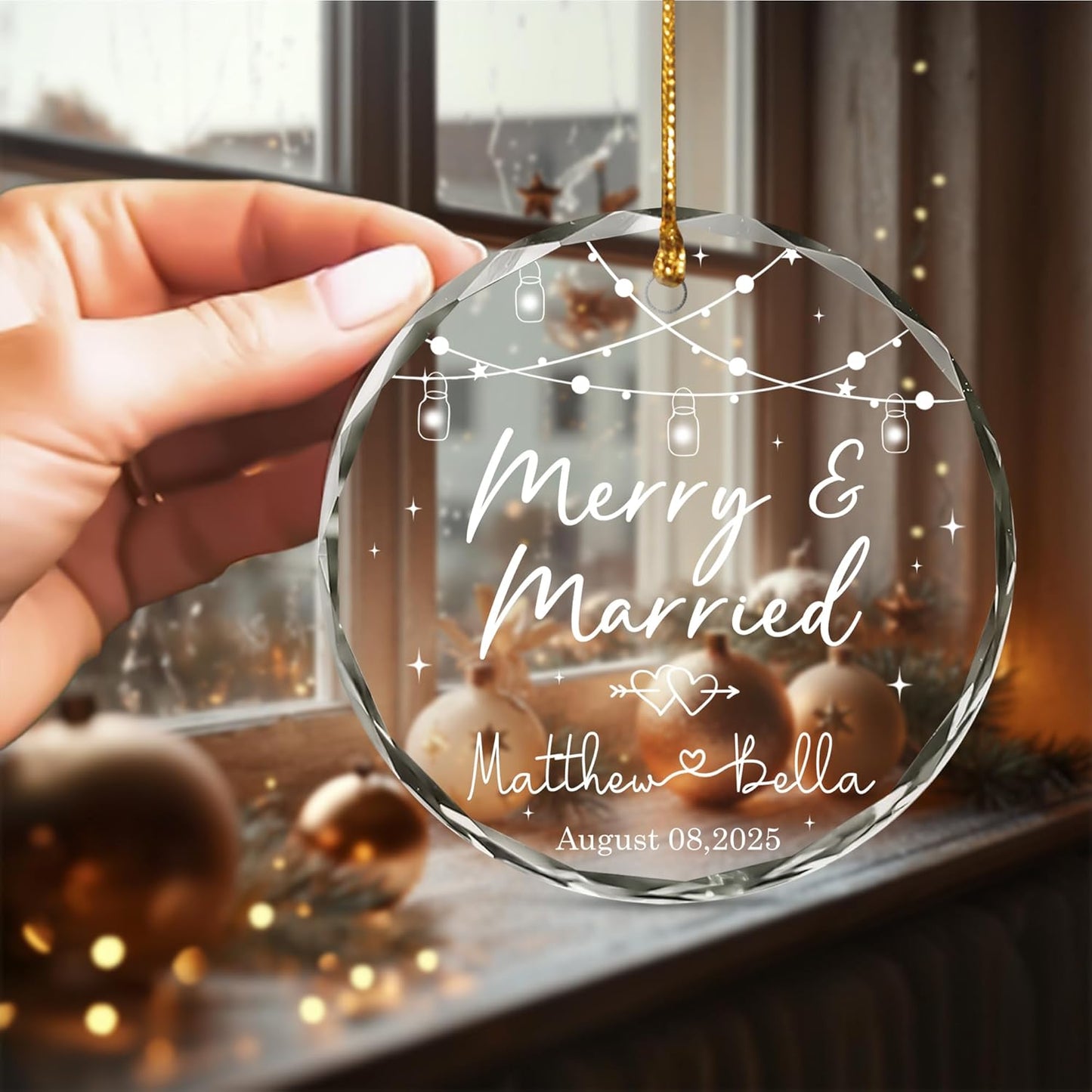 Personalized Wedding Christmas Ornament for Couples 2025 - The Year We Became Mr & Mrs - Merry & Married Christmas Ornaments - Wedding Gifts For Newlywed Couple, Bride And Groom