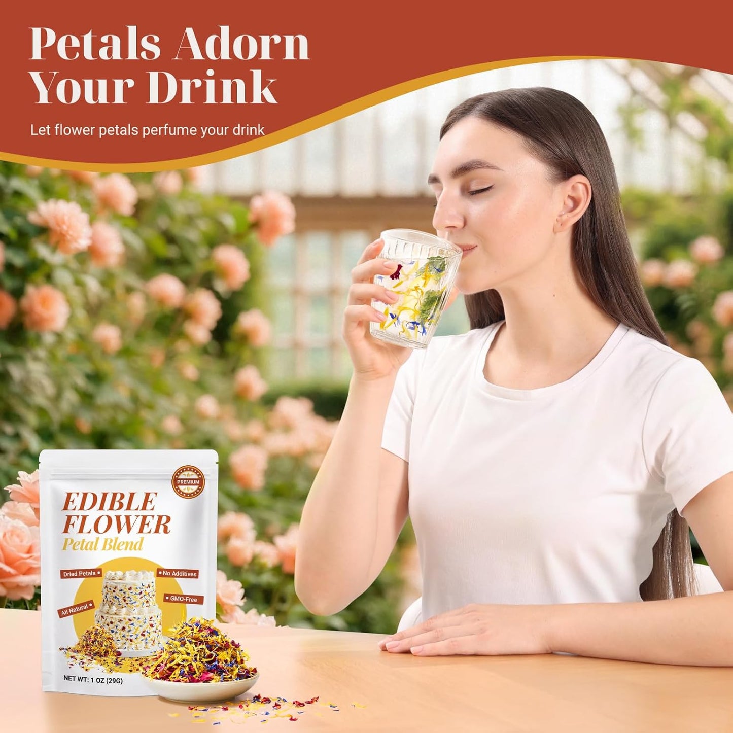 CCnature Edible Flowers Petal Blend 1oz | All natural | No Additives | Non GMO | 3 Types of Edible Dried Flowers for Baking, Cocktails, Cake Decorations, Drinks and Garnish