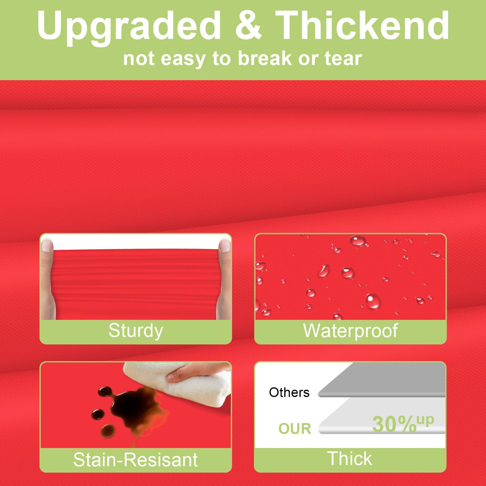 QIKSION Red Plastic Table Cloth Disposable 2 Pack, 54 x 108 Inch Tablecloths for Valentines