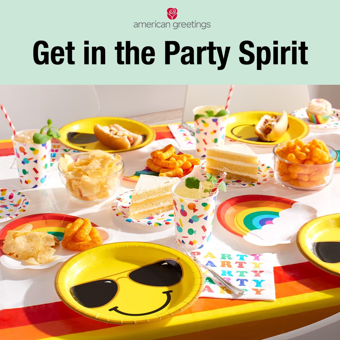 American Greetings Rainbow Party Supplies, Dinner Plates (36-Count)