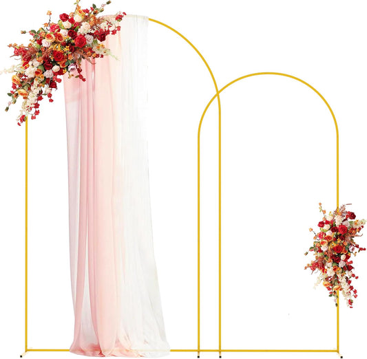 Putros Wedding Arch Stand Gold Metal Arch Stand Set of 2 (8FT/6.6FT) Chiara Arched Frame for Birthday Party Baby Shower Ceremony Graduation Decoration