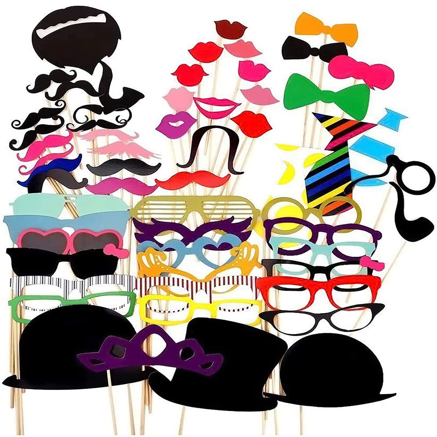 Party Props for Photo Booth Birthday Wedding Kids Adult Prom 58 Pcs, Rowae DIY Funny Costumes with