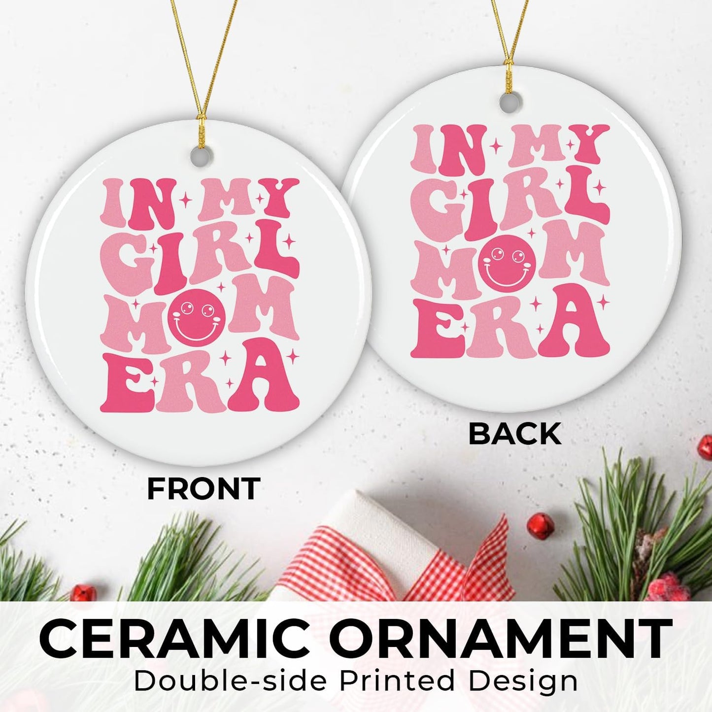 NewEleven Gifts for Girl Mom - Pregnancy Gifts, Gender Reveal Idea for Pregnant, Expecting Mother, Mama, Mom to Be, Mommy to Be, First Time Mama - Ceramic Christmas Ornaments