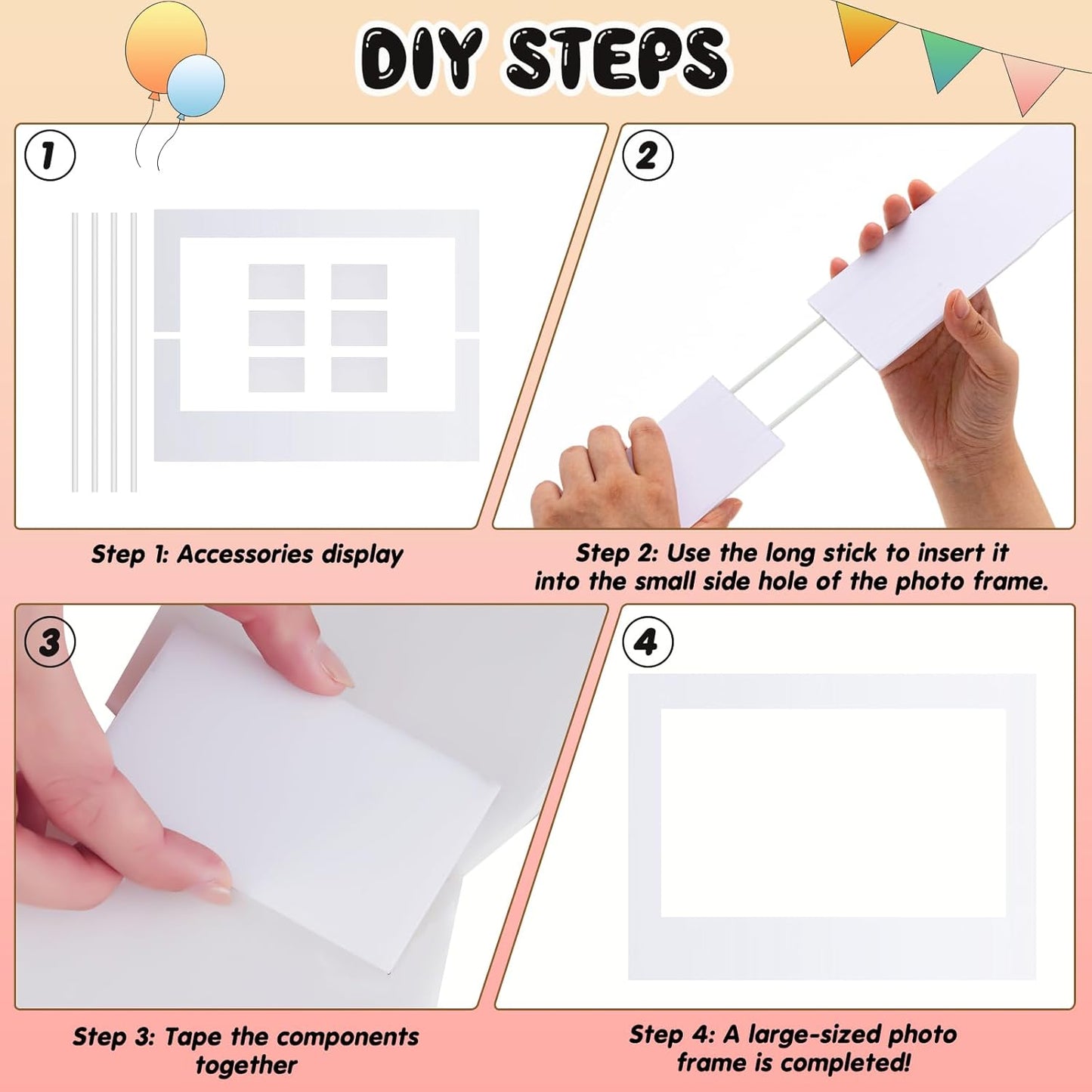 32 x 24 Inch Large Blank DIY Photo Booth Props Picture Frame Party Frame DIY Photo Booth Props Selfie for Birthday, Graduation, Christmas Holiday Party(White,Horizontal)