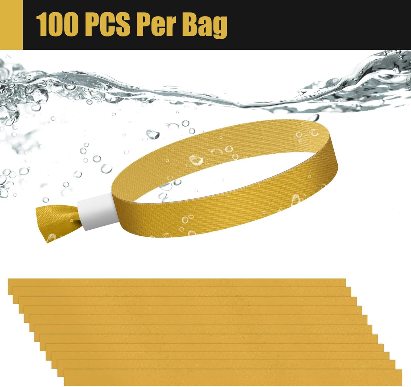 Green-Power America 100 Pcs Cloth Event Wristbands, Event Wristbands, Colored Wrist Bands for Events, for Lightweight Concert Wrist Strap for Activities, Party Bracelets for Events (Color : Gold)