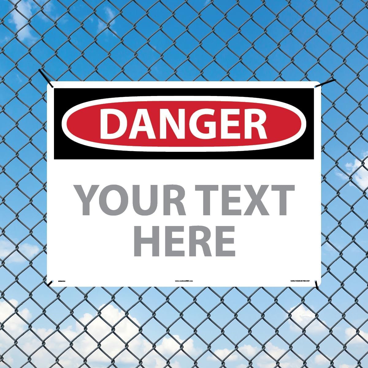 Custom OSHA Style Danger Sign 18" x 24" Plastic Sign, Customizable "Your Text Here", by AccuformNMC Made in USA