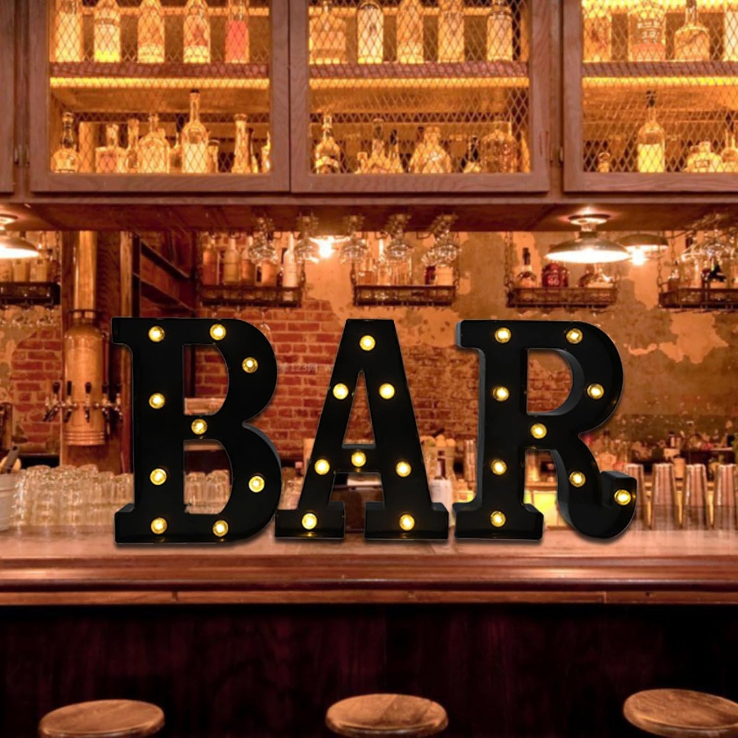 Led Marquee Letters, 8.58 Inch Black Light Up Letters, Small Led Letter Lights, Battery Powered Lighted Letterfor Table, Party, Birthday, Christmas Decor (Black, Letter D)