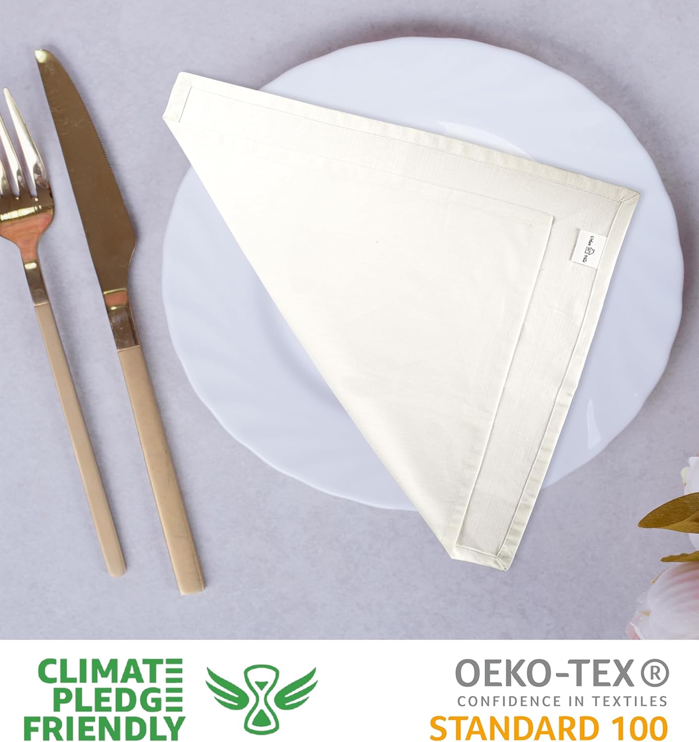 Urban Villa 12-Pack Ivory Dinner Napkins 100% Cotton Coth Napkins (20x20 Inches) Everyday Use Premium Quality Over Sized with Mitered Corners Ultra Soft Durable Hotel Quality