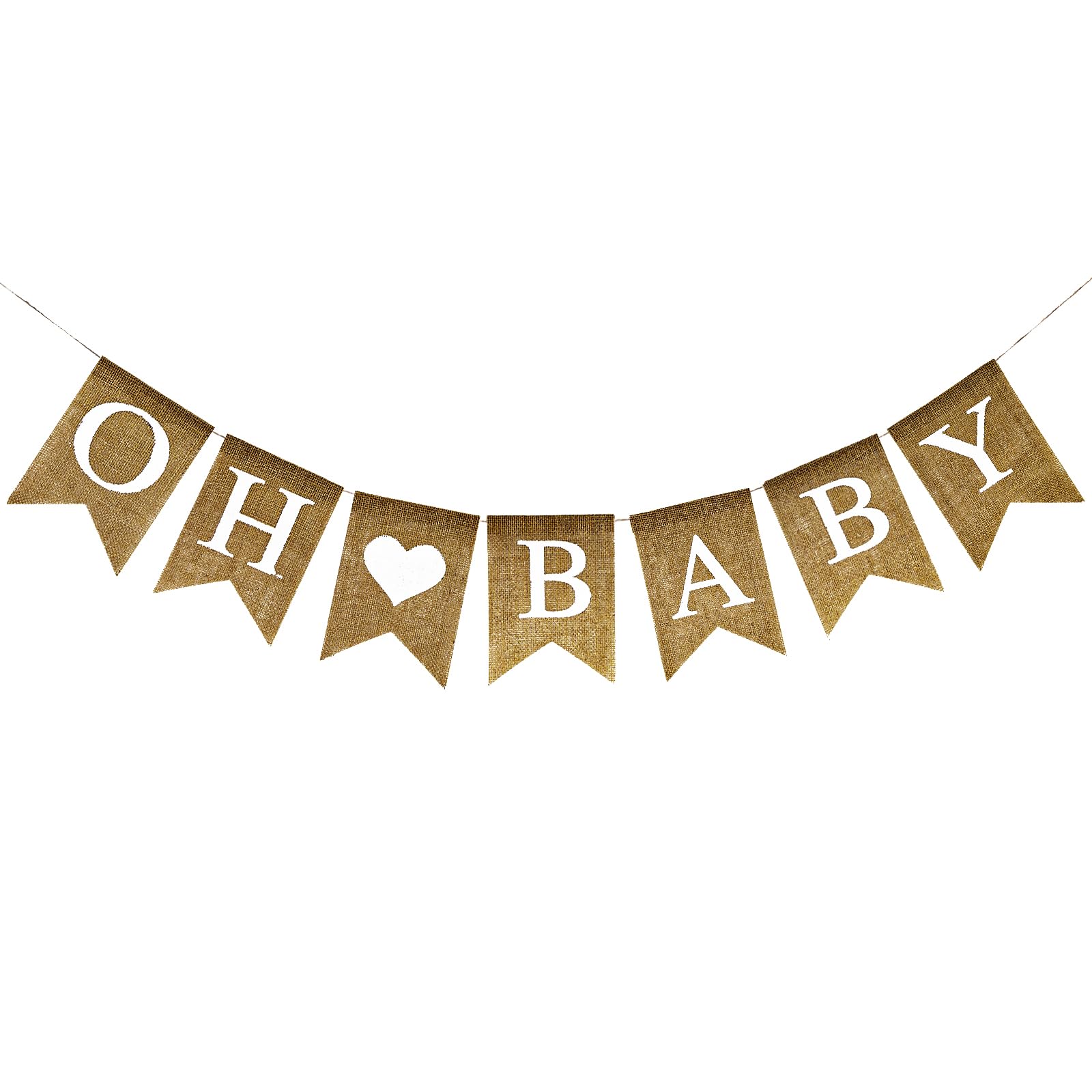 Anwyll Burlap Oh Baby Banner - NO DIY Baby Shower Decoration Banner Oh Babies Shower Sign for