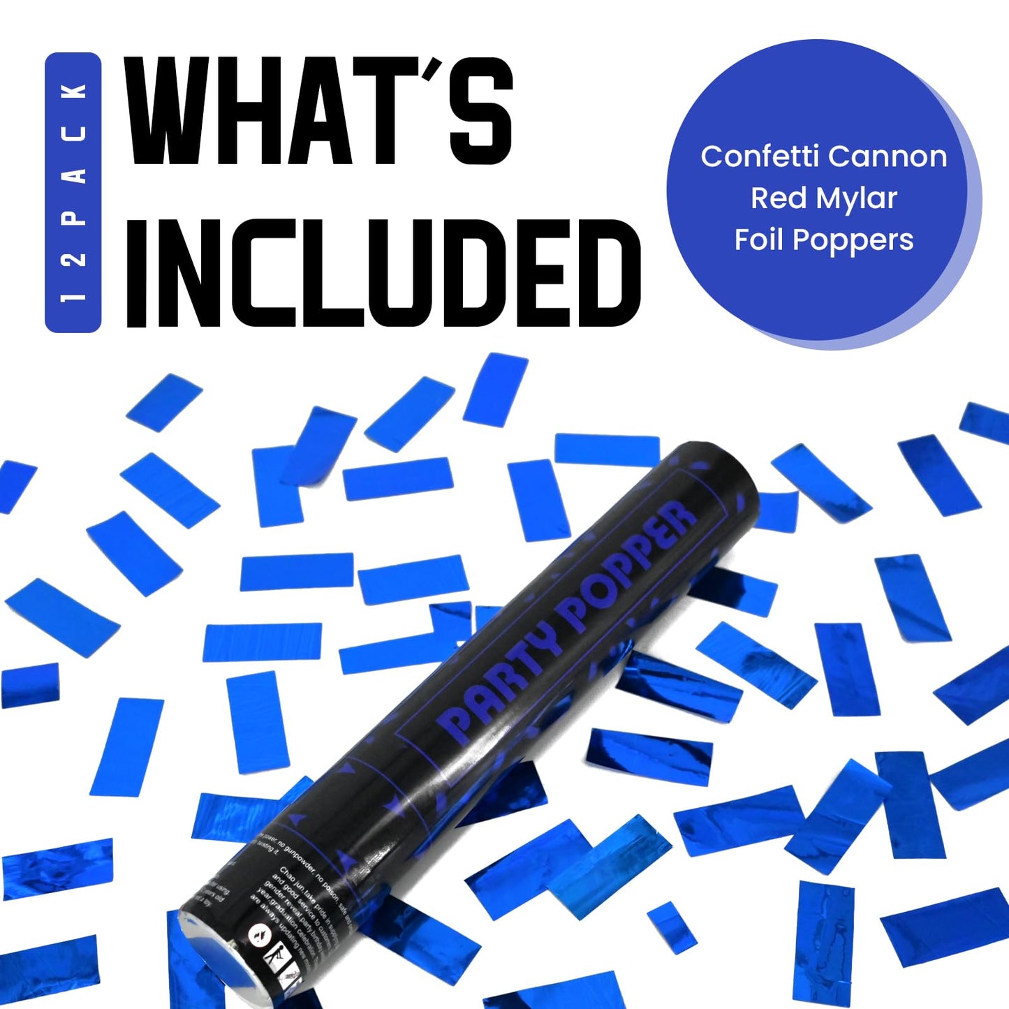 Party Poppers Confetti Cannon 12 Pack Royal Blue Poppers 12 Inch Party Shooters Mylar Confetti Blue