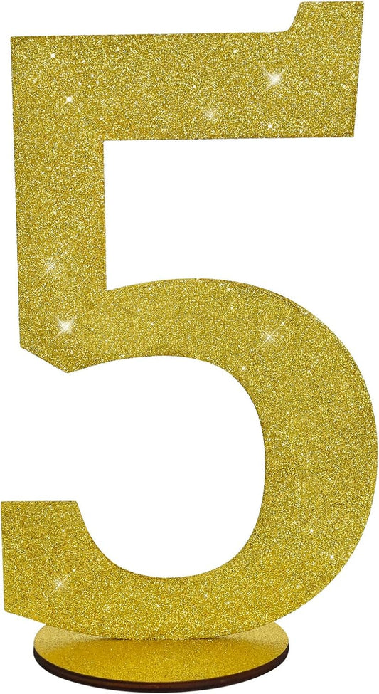 TONIFUL 11.8 Inch Gold Glitter Numbers Table Centerpieces 0-9 Birthday Party Decorations,Shining Gold Digital 5 for Birthday Party,Wedding,Bridal Shower,Engagement,Photo Shoot,Anniversary