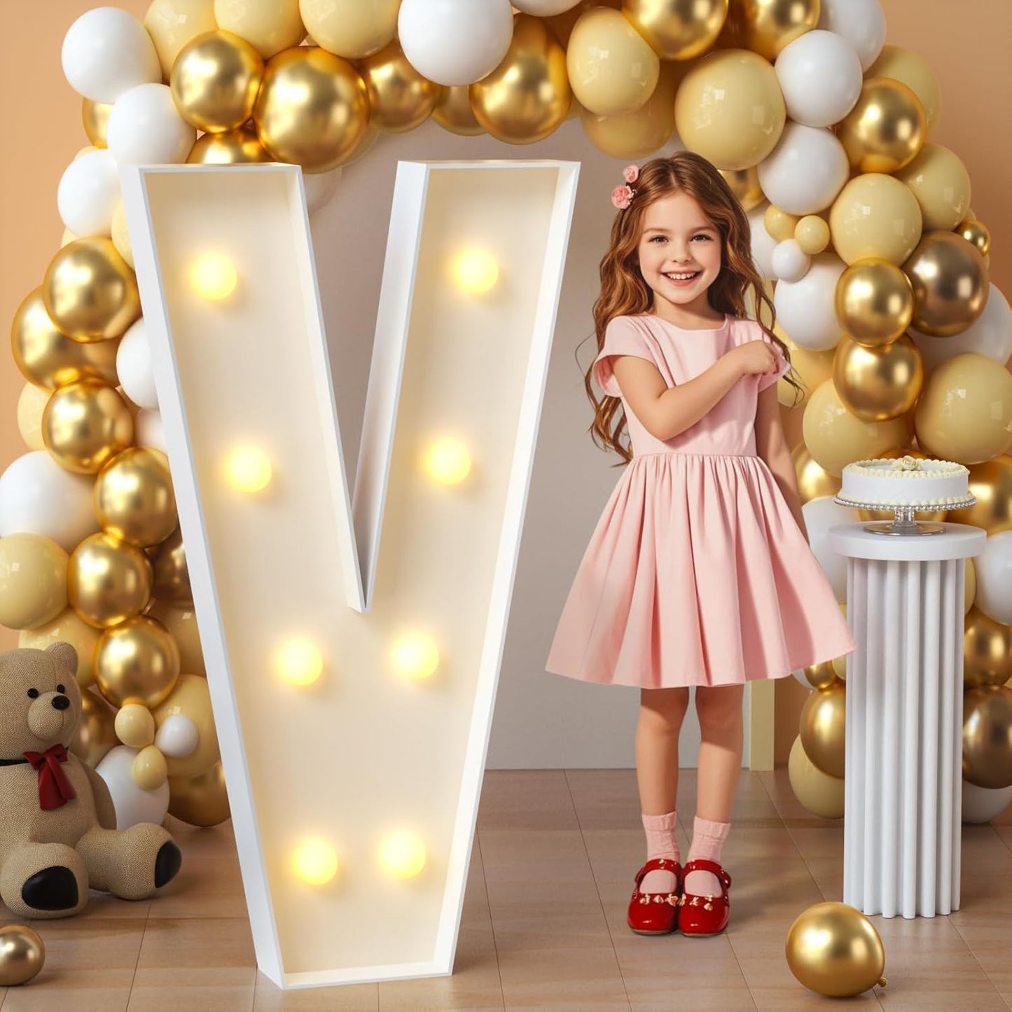 imprsv Marquee Light Up Letters, 3FT Mosaic Letters with Light for Baby Shower Graduation Party Decor, Large V for Engagement Wedding Party Decorations (Need to Assemble)