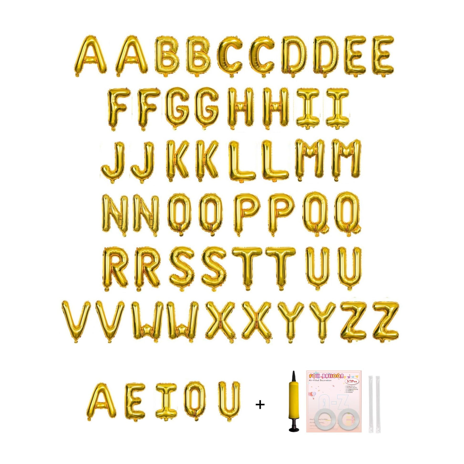 Jolixiraz 58 PCS Letter Balloons Alphabet Letters 2 Sets A- Z & 1 Sets AEIOU 16 - Inch Mylar Foil