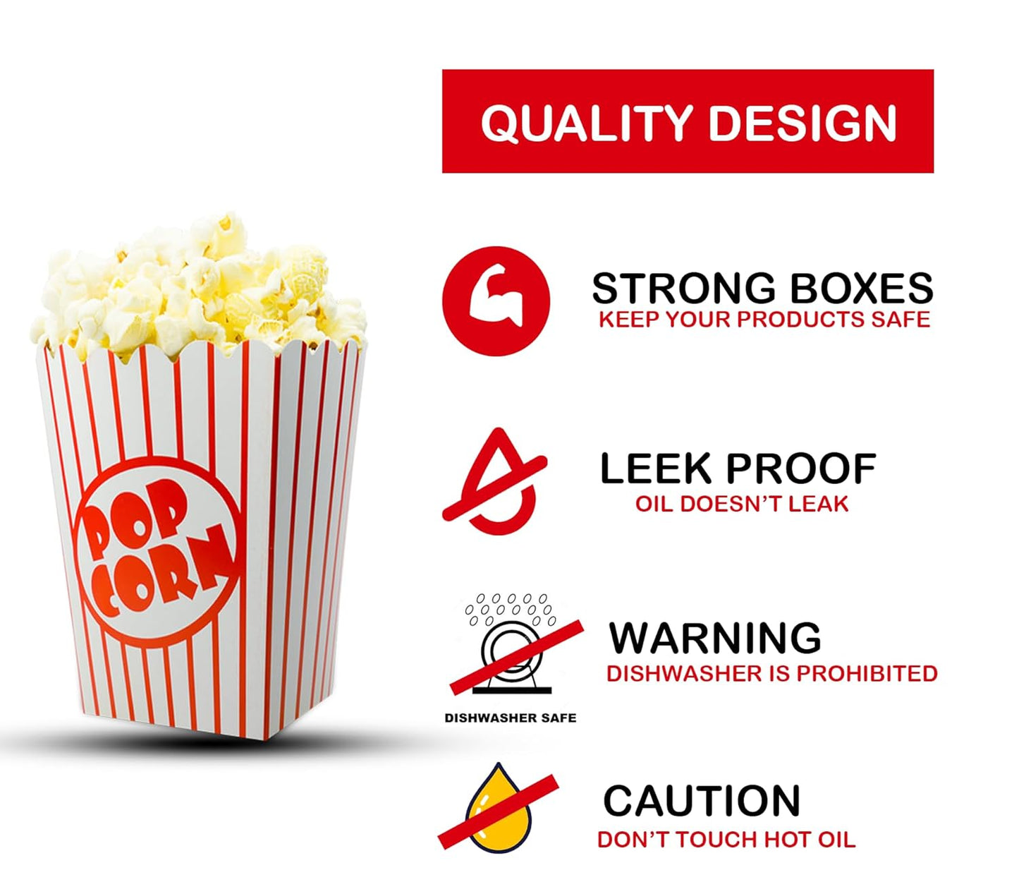 50 Pack Popcorn Boxes Movie Night Popcorn Bags for Party Red and White Popcorn Bags for Popcorn Vintage Snack Box Concession and Carnival Party Supplies, Individual Popcorn Bucket Containers (50)
