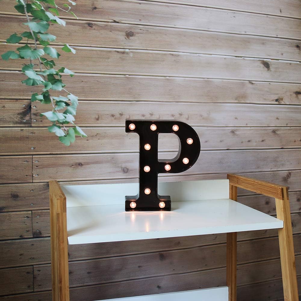 Light Up Black Alphabet Marquee Letters Sign LED Marquee Number Lights Sign for Night Light Home Bar Christmas Lamp Birthday Party Wedding Decoration P