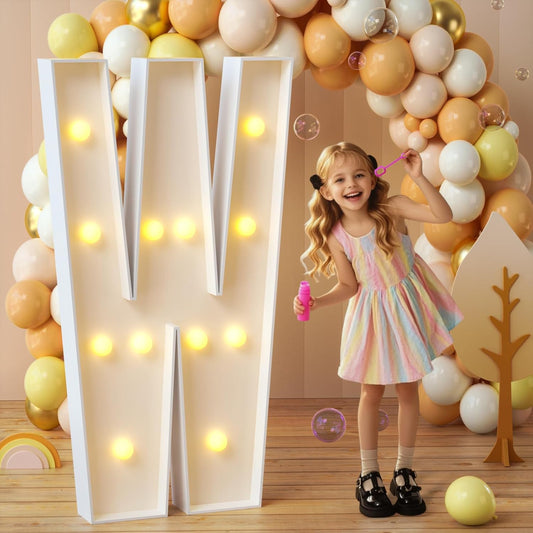 imprsv Marquee Light Up Letters, 4FT Mosaic Letters with Light for Baby Shower Graduation Party Decor, Large W for Engagement Wedding Party Decorations (Need to Assemble)