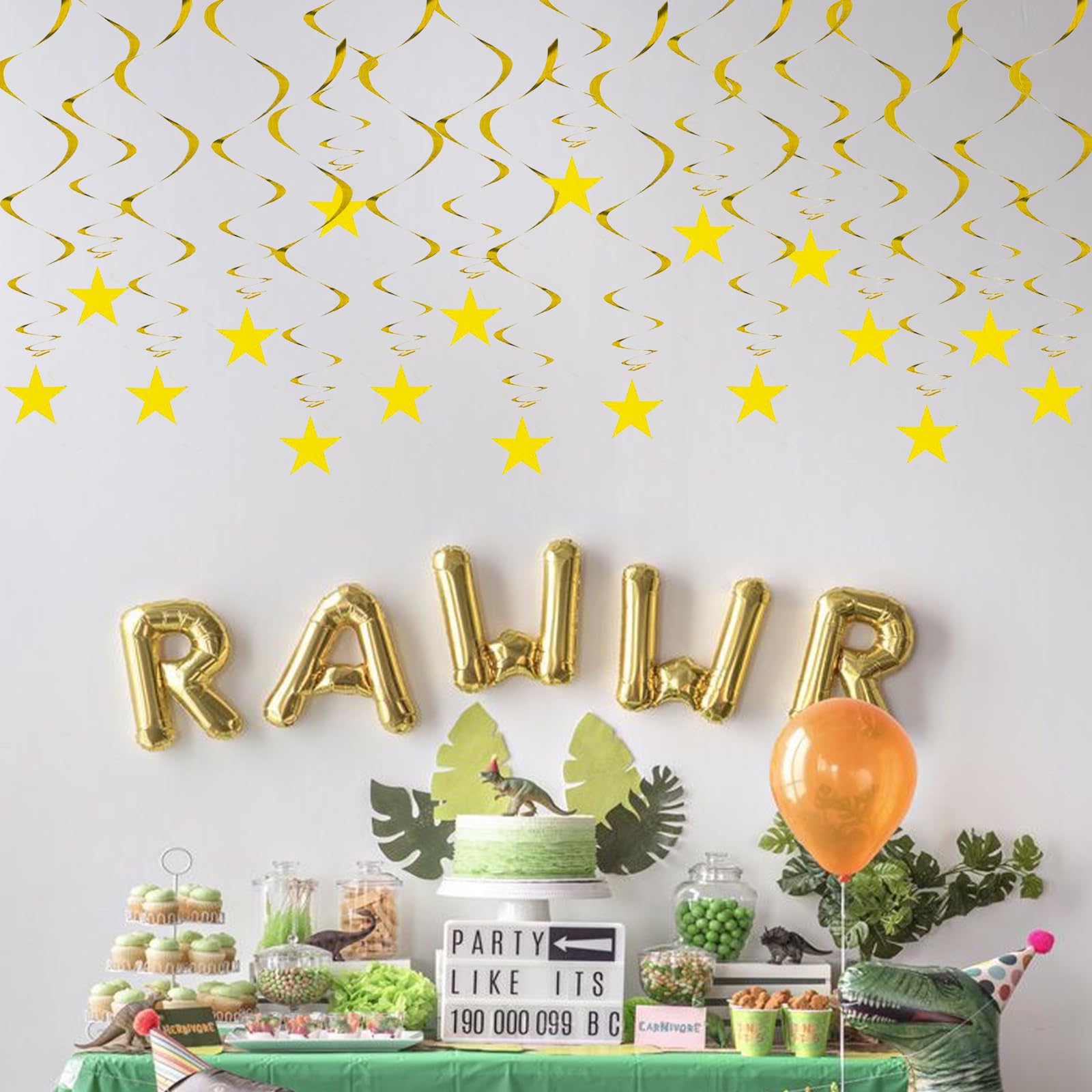 Gold Twinkle Stars Hanging Swirls Decorations Ceiling Swirl Foil Decoration Hanging Gold Party