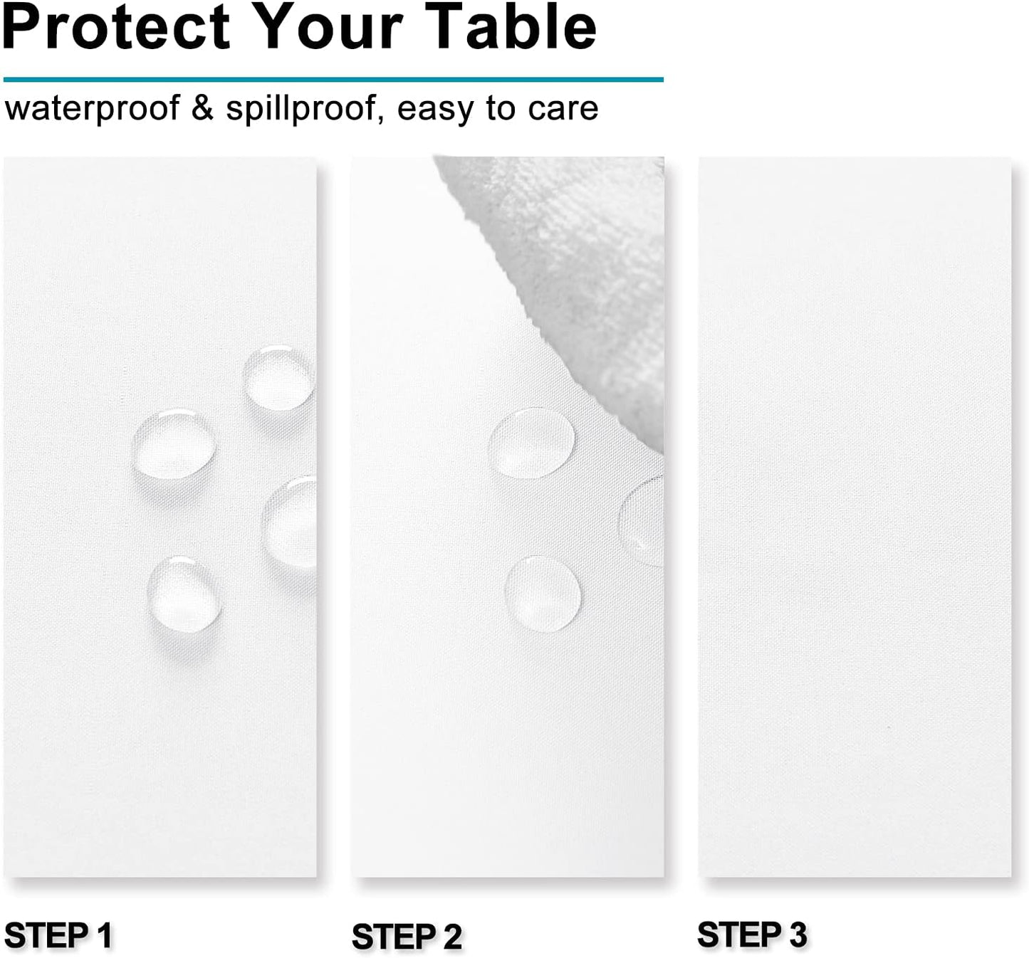 Hiasan White Tablecloth for Rectangle Tables - Waterproof and Spillproof Washable Fabric Table Cloth for Dining Room Kitchen Party, 60 x 102 Inch