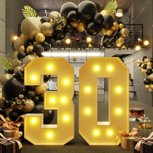 imprsv 3FT Light Up Numbers, Marquee Numbers 30th Birthday Decorations for Women, Men Foam Board Anniversary Party Decorations Arch Kit (DIY)
