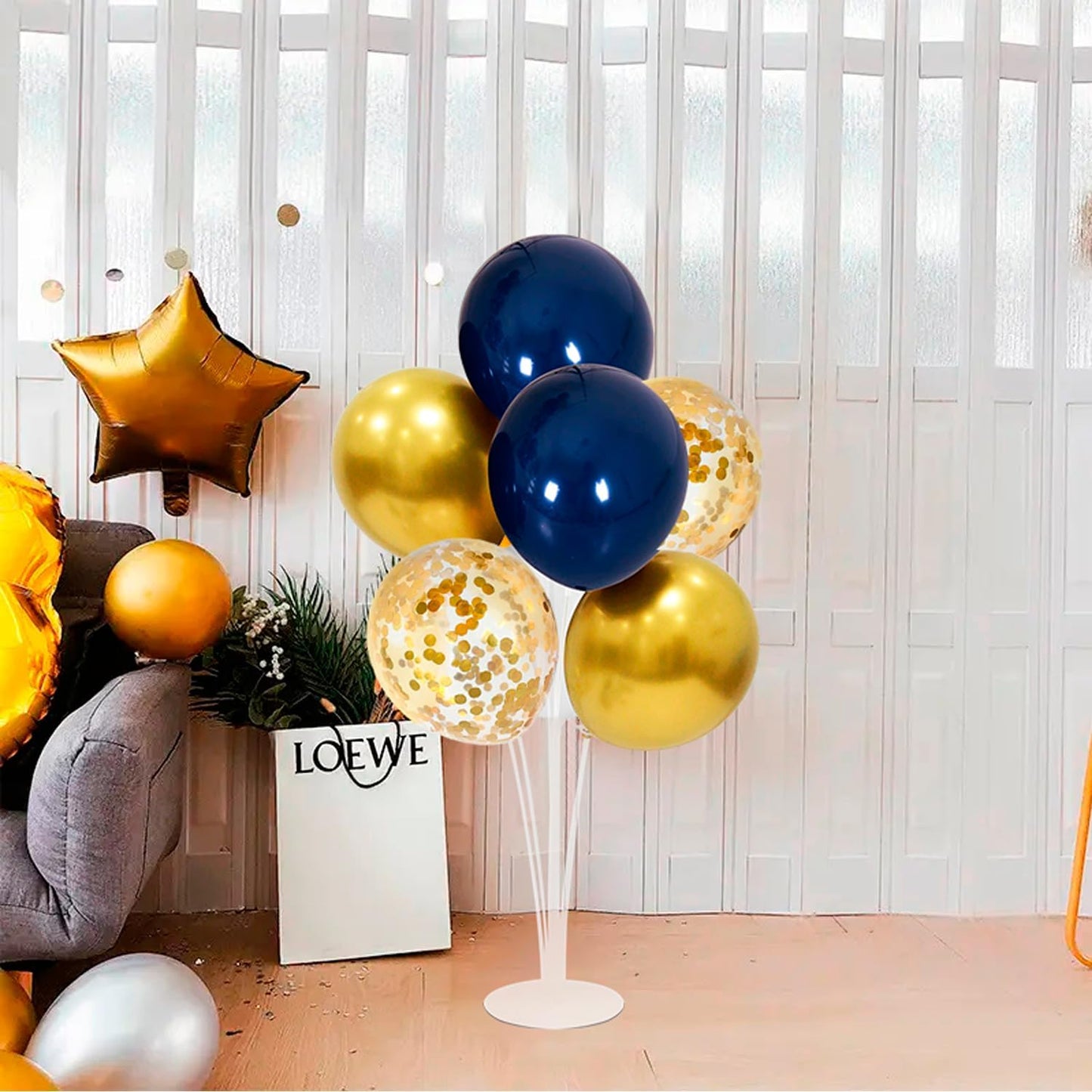 Navy Blue and Gold Balloon Stand Navy and Gold Balloons Centerpiece Table Decorations for Birthday Wedding Anniversary New Year Graduation Decorations Class of 2025(Gold navy set4)
