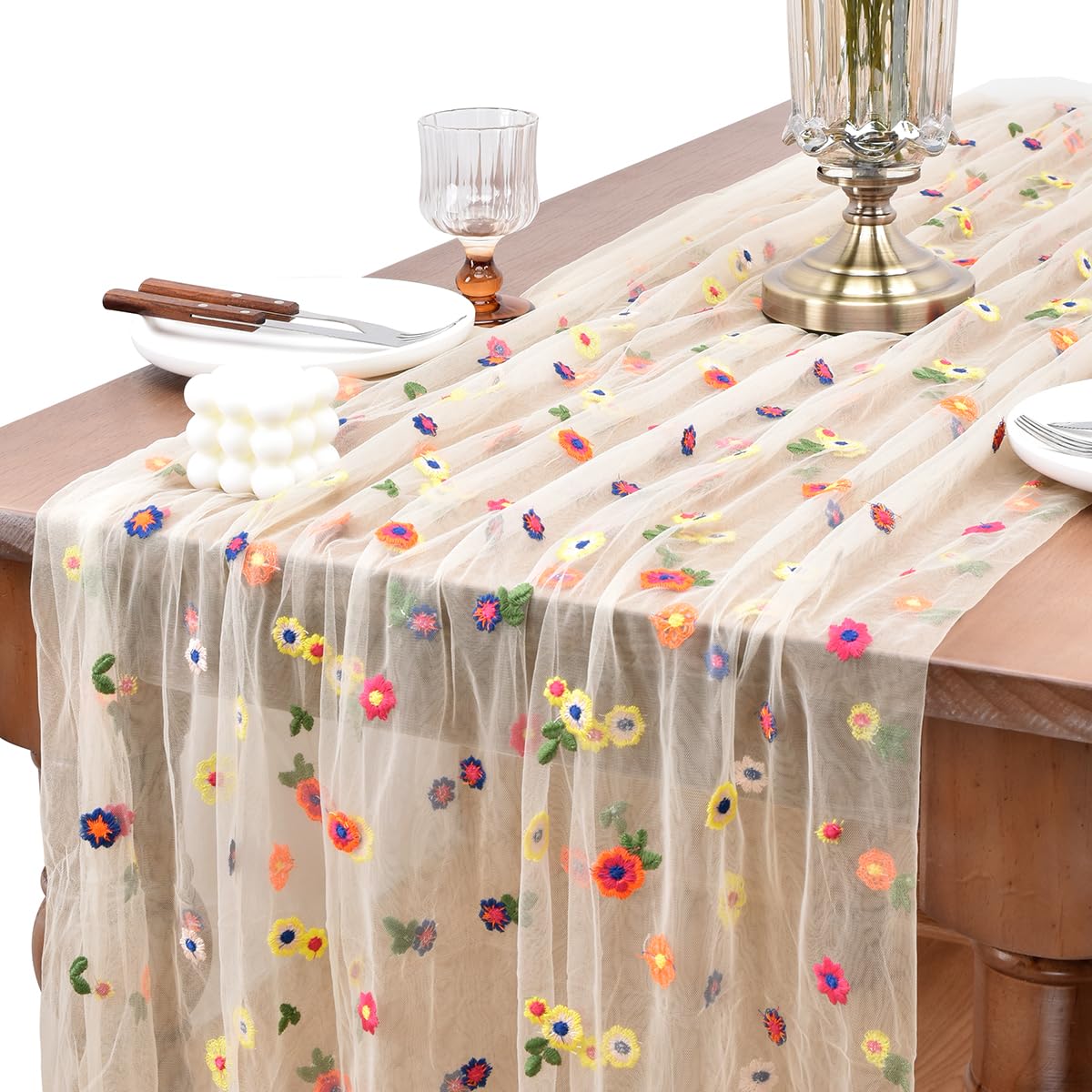 Flower Table Runner Floral Daisy Summer Birthday Party Garden Wedding Decor