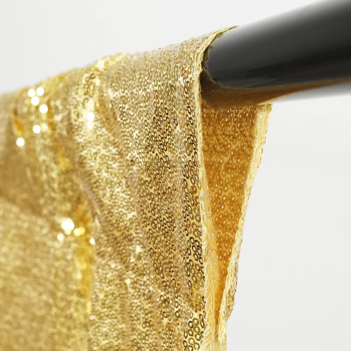 Poise3EHome 7Ft x 7Ft Gold Sequin Backdrop, Glitter Thick Satin Sequin Background Drapes Sequence Xmas Thanksgiving Backdrop for Wedding Party Holiday Festival Decor