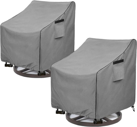 Okcool Outdoor Swivel Chair Cover 2 Pack,Outdoor Furniture Patio Chair Covers Waterproof Clearance,(33"W x 35"D x 38.5"H) Outdoor Lawn Patio Furniture Covers,Grey
