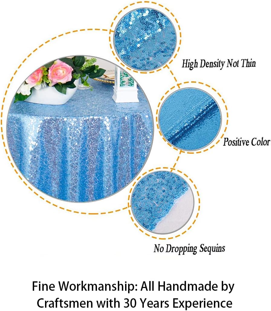 ShinyBeauty Sequin Tablecloth Square 54x54-Inch Baby Blue Table Cloths for Round Table Light Blue Sequin Fabric Tablecloth Overlay Glitter Tablecloth Linen for Parties Small Square Tablecloth