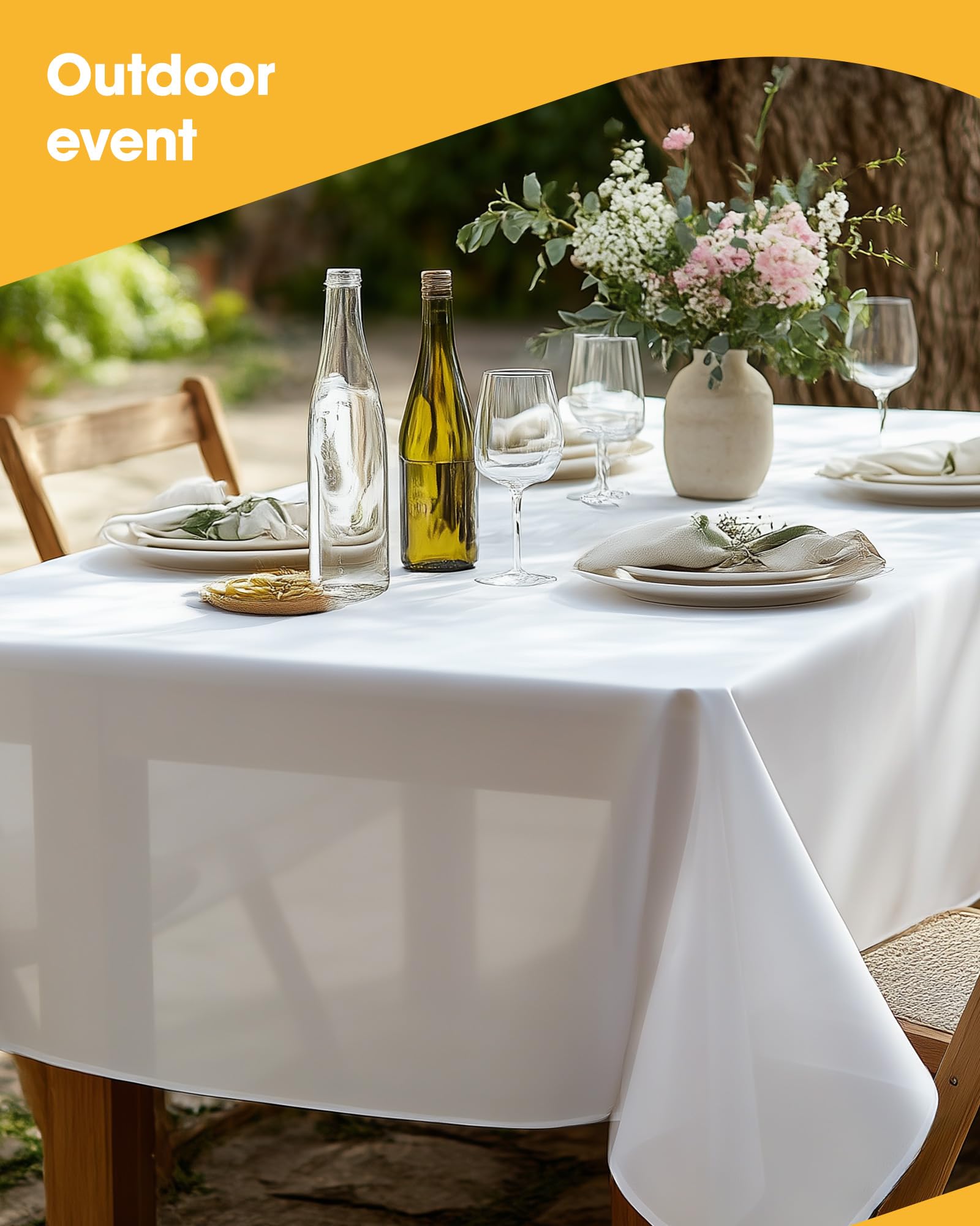 Niuara White Plastic Table Cloth - 4 Pack 54" × 108" Rectangle Disposable Tablecloths for 6FT