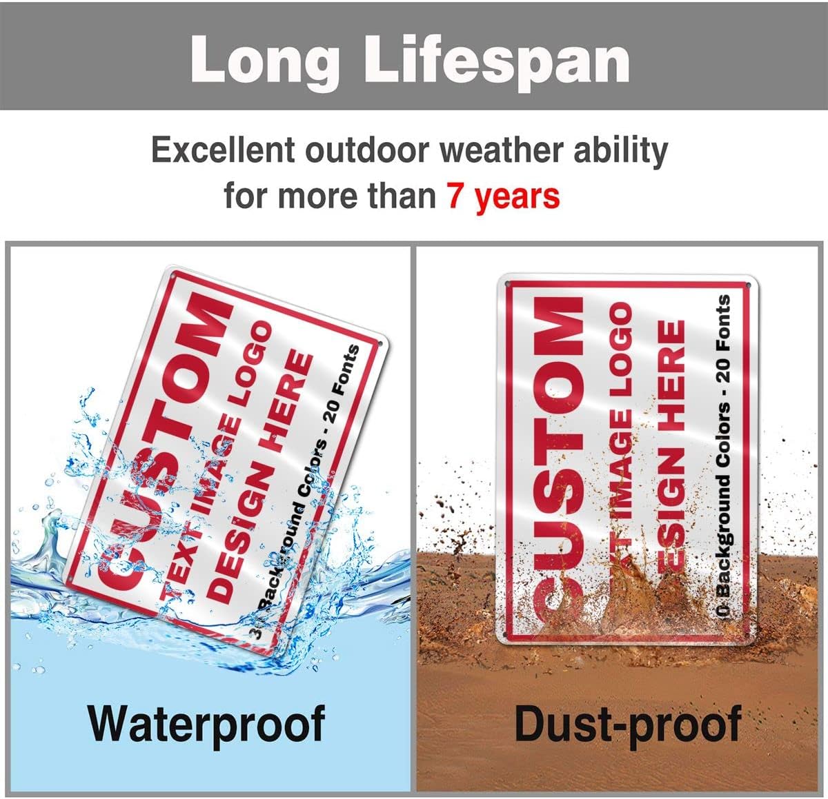 Custom Signs Outdoor Metal - 12 x 8 Personalized Aluminum Sign for Office, Home, Business, Decor, Customiz Customized Rust-Proof Sign (Red Text Box)