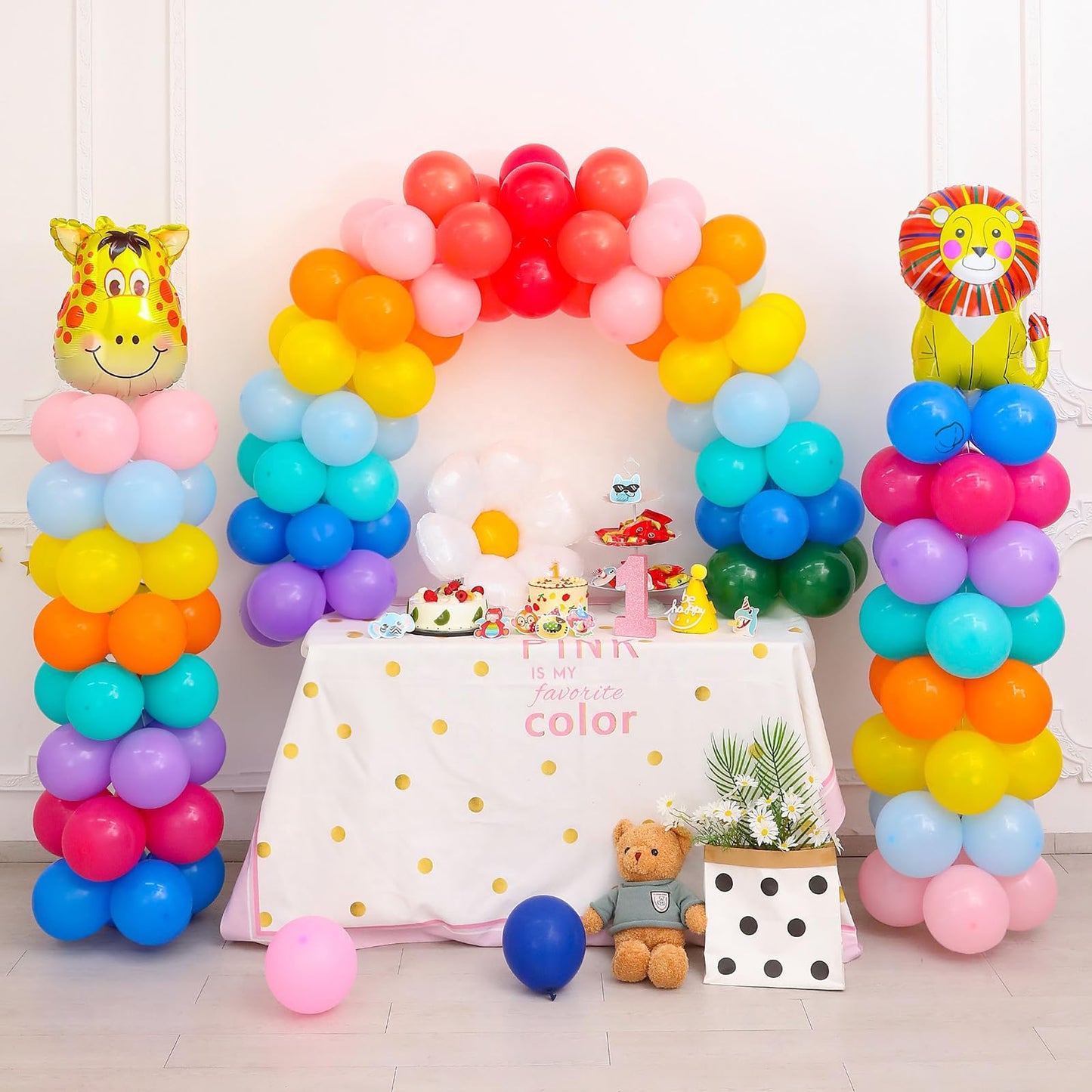 Voircoloria Balloon Stand Kit Set of 2, 7FT Adjustable Height Balloon Column Kit for Floor with