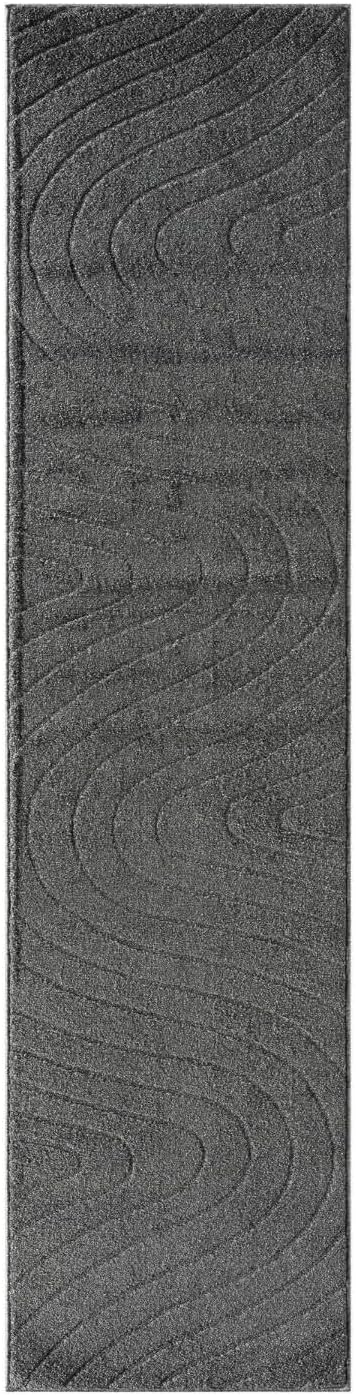 LUXE WEAVERS Modern Geometric Wave Anthracite 2x8 Area Rug