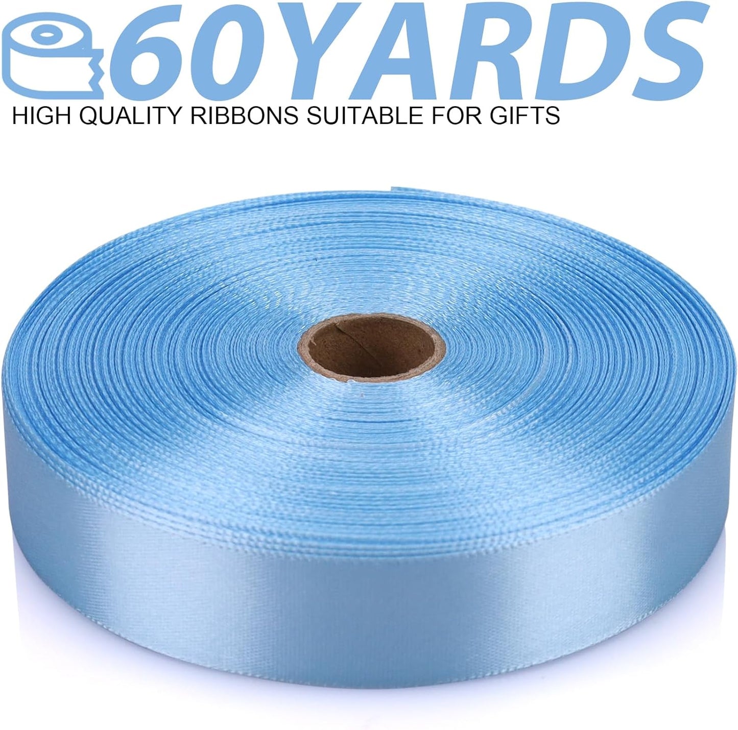 Sky Blue Solid Polyester Ribbon - 7/8 Inch x 60 Yards - Classic Style for Multiple Occasions