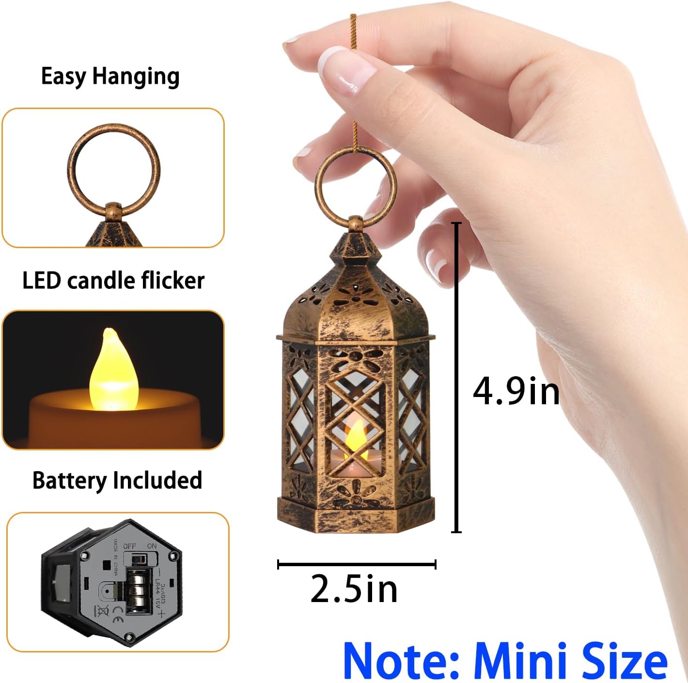 LLQ 12Pcs Mini Lantern for Centerpieces, Small Candle Lanterns Decorative Indoor, Vintage Hanging Moroccan Lantern for Halloween Decorations, Christmas Centerpieces for Tables, Wedding Table Decor
