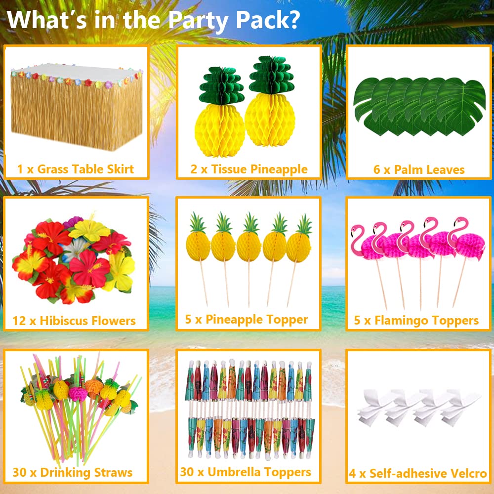 Tropical Luau Party Decorations Set Hawaiian Beach Theme Party Favors Luau Party Supplies with 9ft