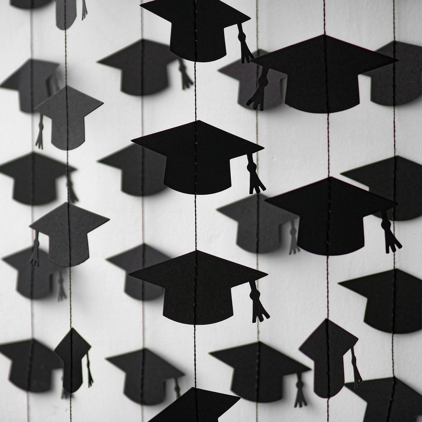 Blopee Black Graduation Garland Graduation Party Decorations Class of 2026 Grad Cap Garland Banner