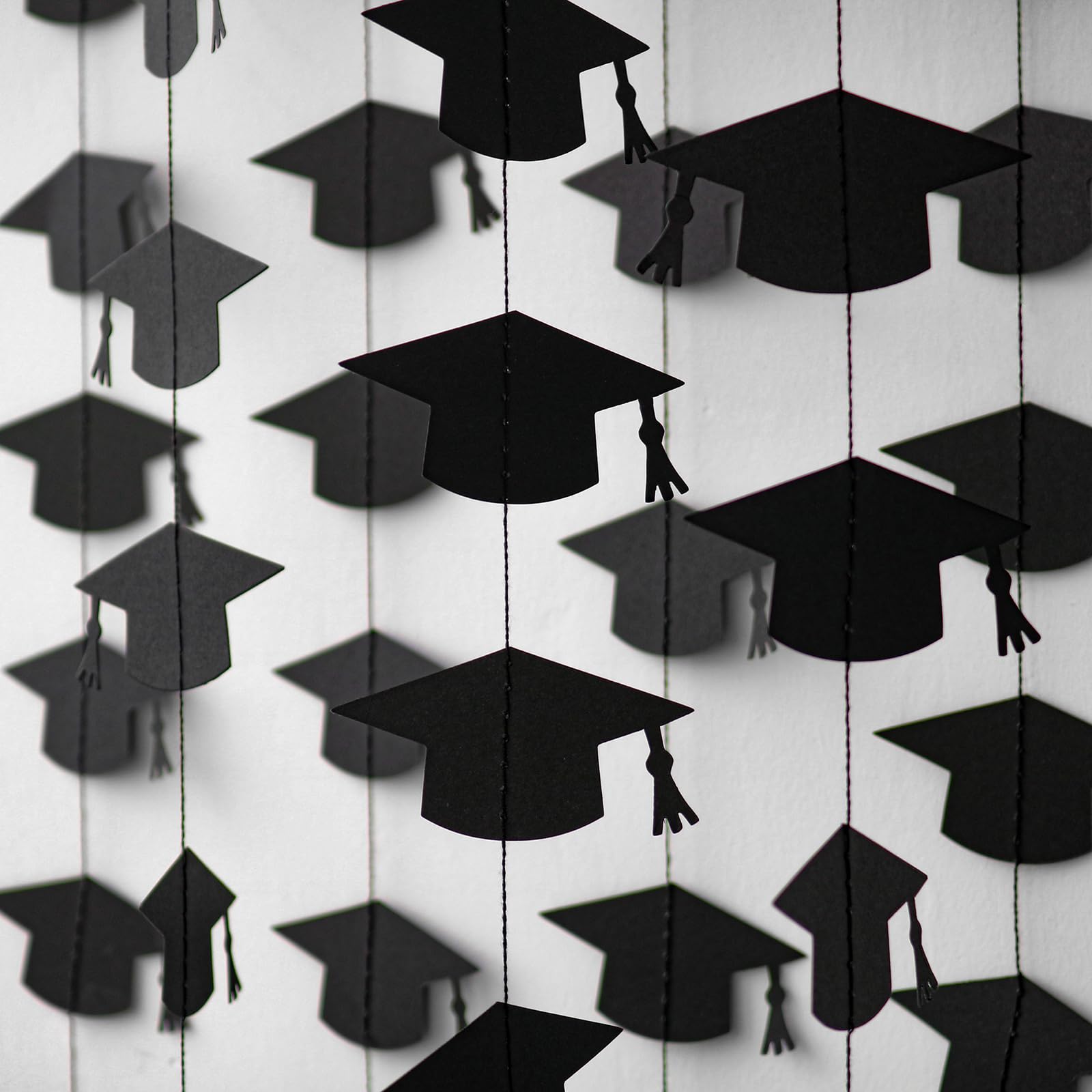 Blopee Black Graduation Garland Graduation Party Decorations Class of 2026 Grad Cap Garland Banner