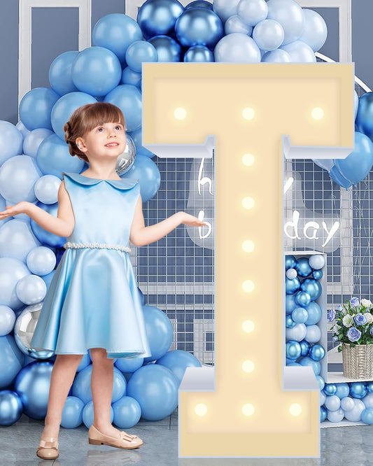 4FT Marquee Plastic Letters T - Light up Letters T Are Made from Corrugated Plastic Board - Quick Assembly Without Tools, Disassembled Components Can Be Used for Garage Sale Signs, Yard Sale Signs
