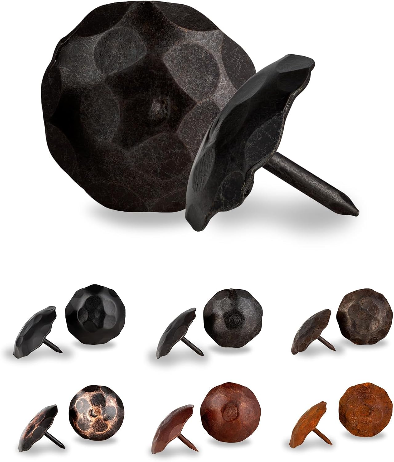 50 Pack 1" Small Round Head Iron Clavos Decorative Nails – Sealed Unfinished – Handmade Rustic Round Fasteners for Farmhouse Shutter, Faux Wood, Barn Door, Shutters, and Gates – Ornamental Wood Accent