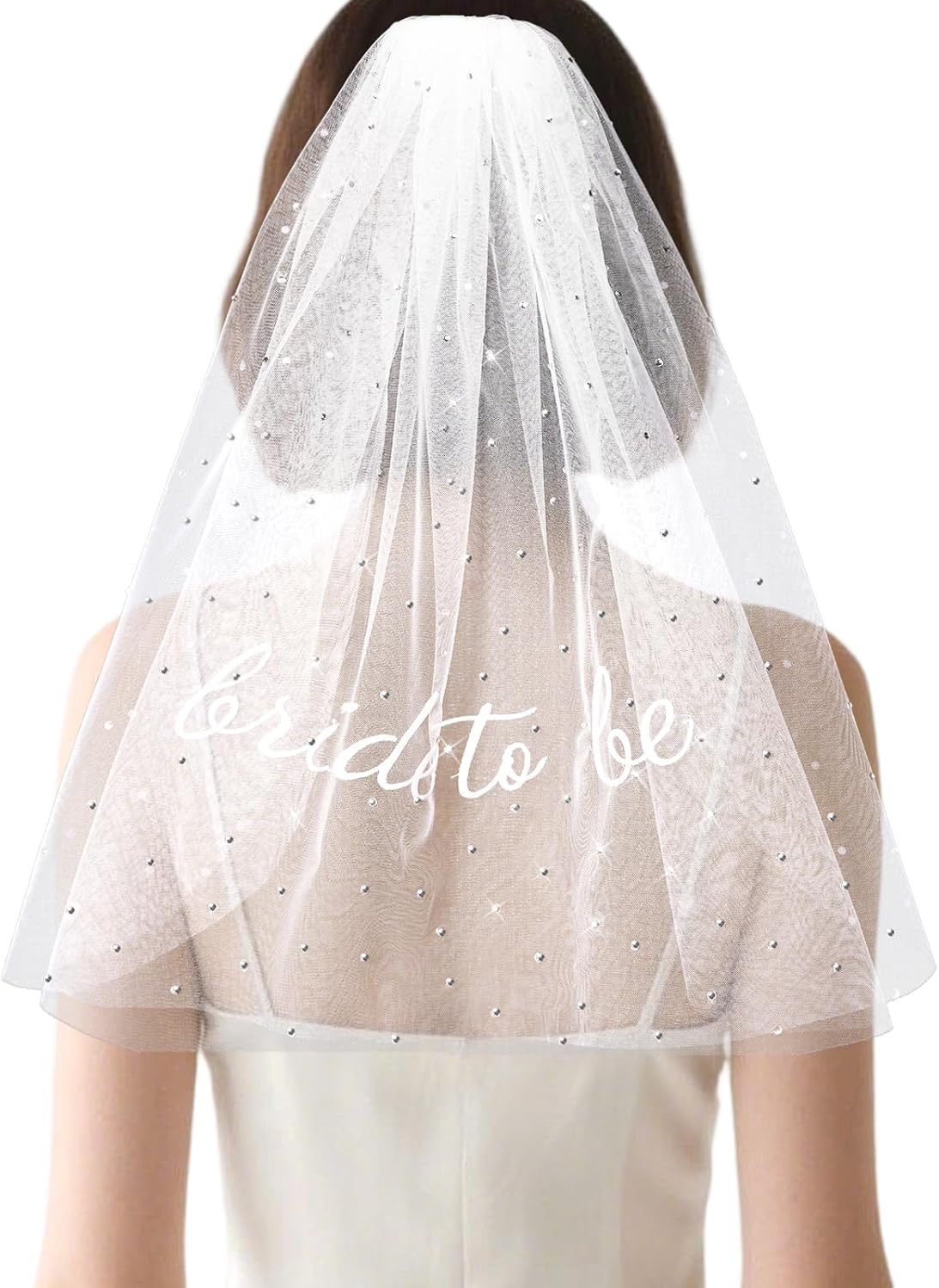 Bride To Be Veil Rhinestone Bachelorette Party Bridal Veil White Wedding Bride Veils Headband Decorations for Brides Gift Wedding Engagement Supplies