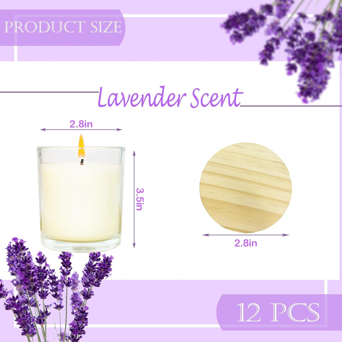 12 Pcs 6 Oz Mini Soy Candles,Lavender Scented Bulk Candle Set,Aromatherapy Candle,Great Stress Relieving Scented Candles for Girls as a Gift for Birthdays, Weddings Party Favors!