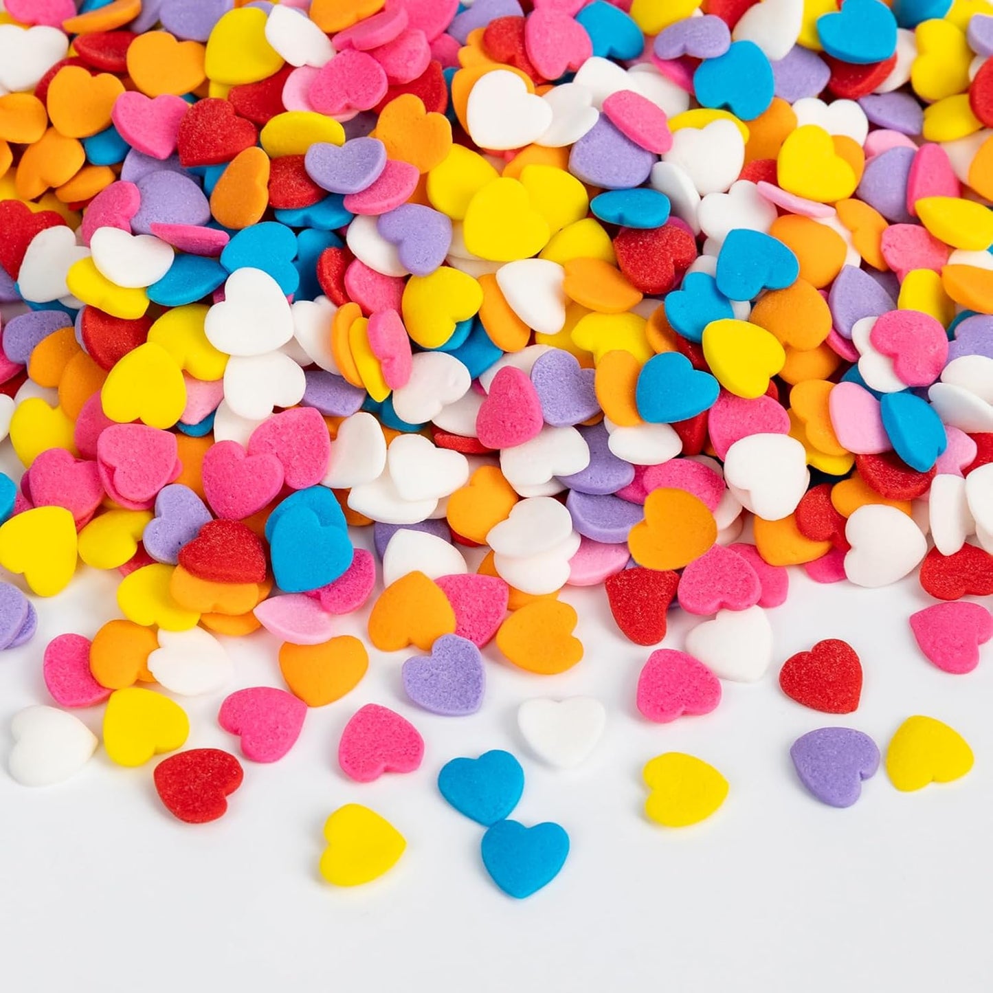 Edible Confetti Sprinkles,Colorful Heart-Shape Cake Decoration for Desserts,Rainbow Press Candy,Pastel Sprinkles for Cake Baking,Perfect For Birthday Party,Festival Baking Supplies,100g/3.53oz