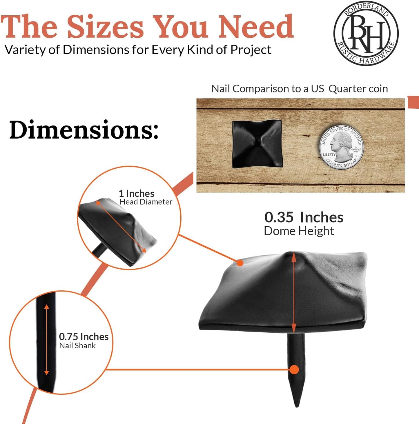 25 Pack 1" Square Head Iron Clavos Decorative Nails – Black – Handmade Rustic Square Fasteners for Farmhouse Shutters, Faux Wood Beams, Barn Doors, Shutters, and Gates – Ornamental Wood Accent