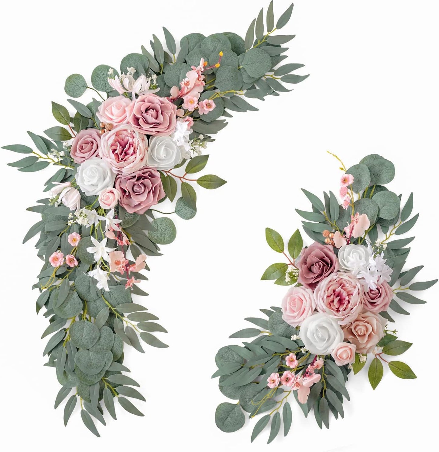 ponatia Small Wedding Arch Flowers (Pack of 2), Artificial Dusty Rose Flowers for Wedding Welcome Signs Decorations and Arch Flower for Wedding Ceremony Reception (Dusty Rose & Blush)