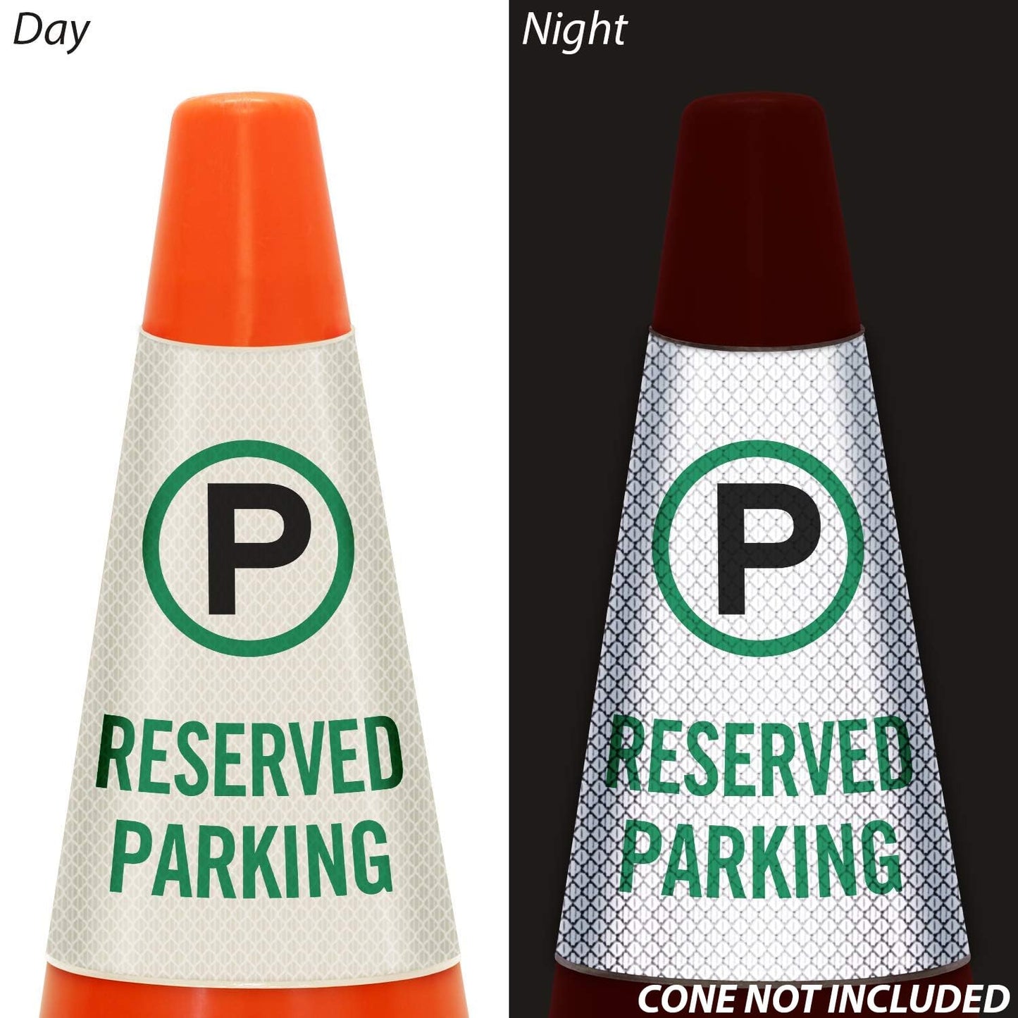 SmartSign “Reserved Parking” Bright Reflective Cone Message Sleeve, [Cone Not Included]
