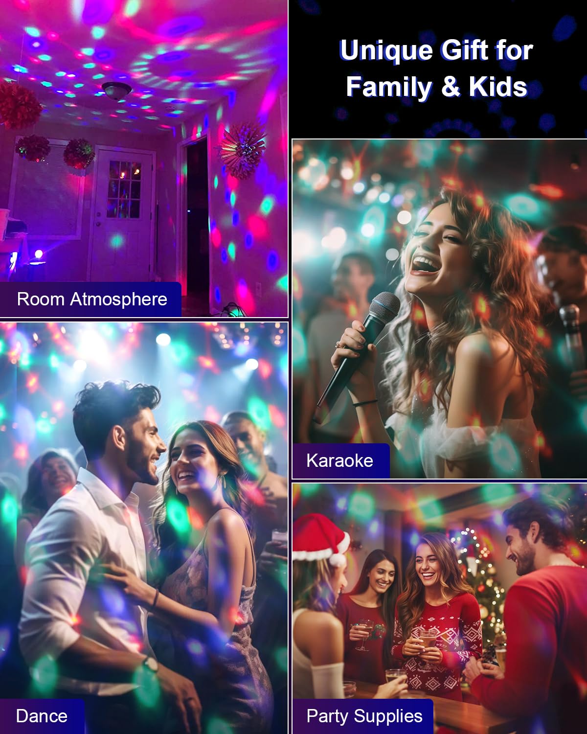 Luditek Sound Activated Party Lights with Remote DJ Lighting, Disco Ball Strobe Stage Light for