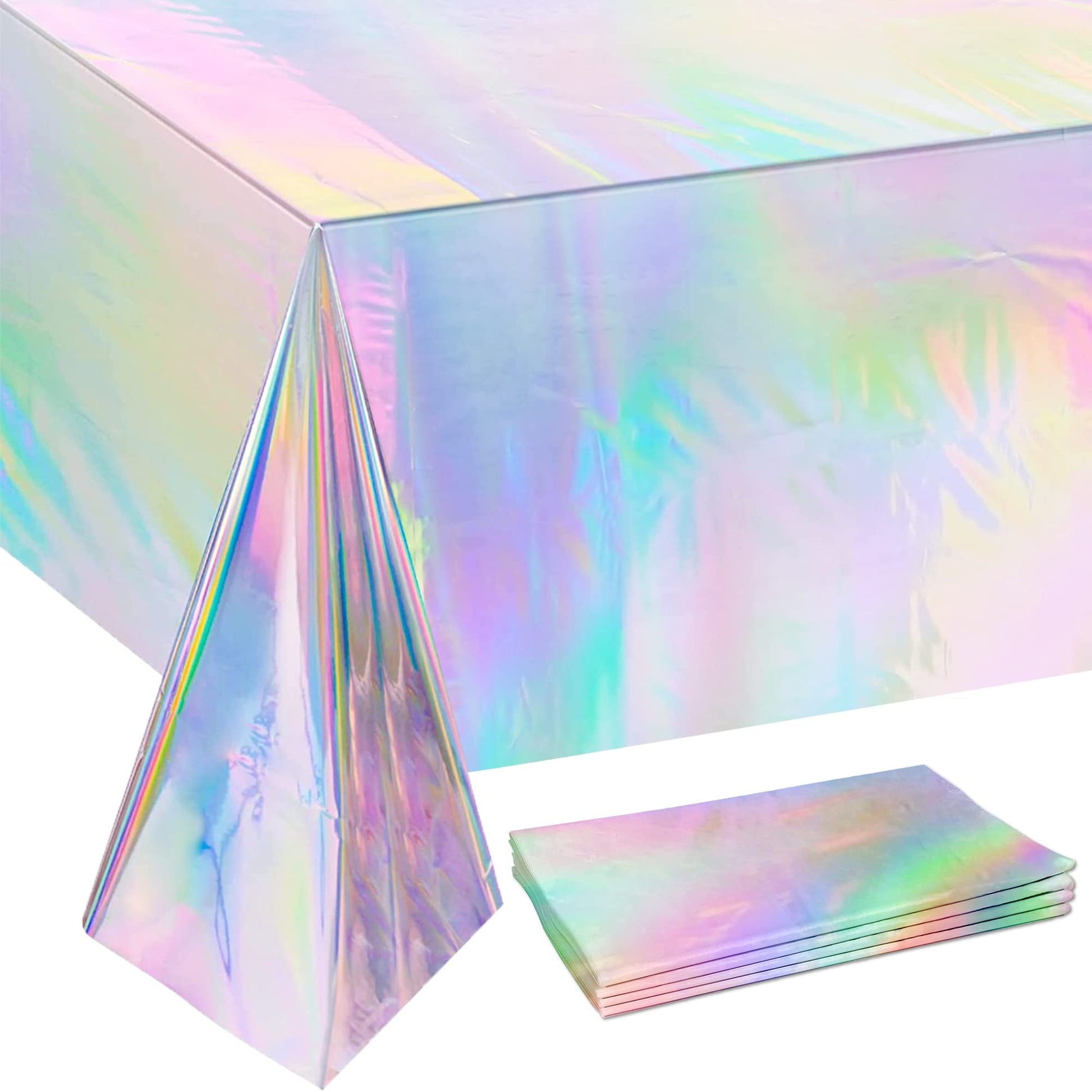 OHOME 4 Pack Iridescence Plastic Tablecloths Disposable Galentines Day Decorations New Years