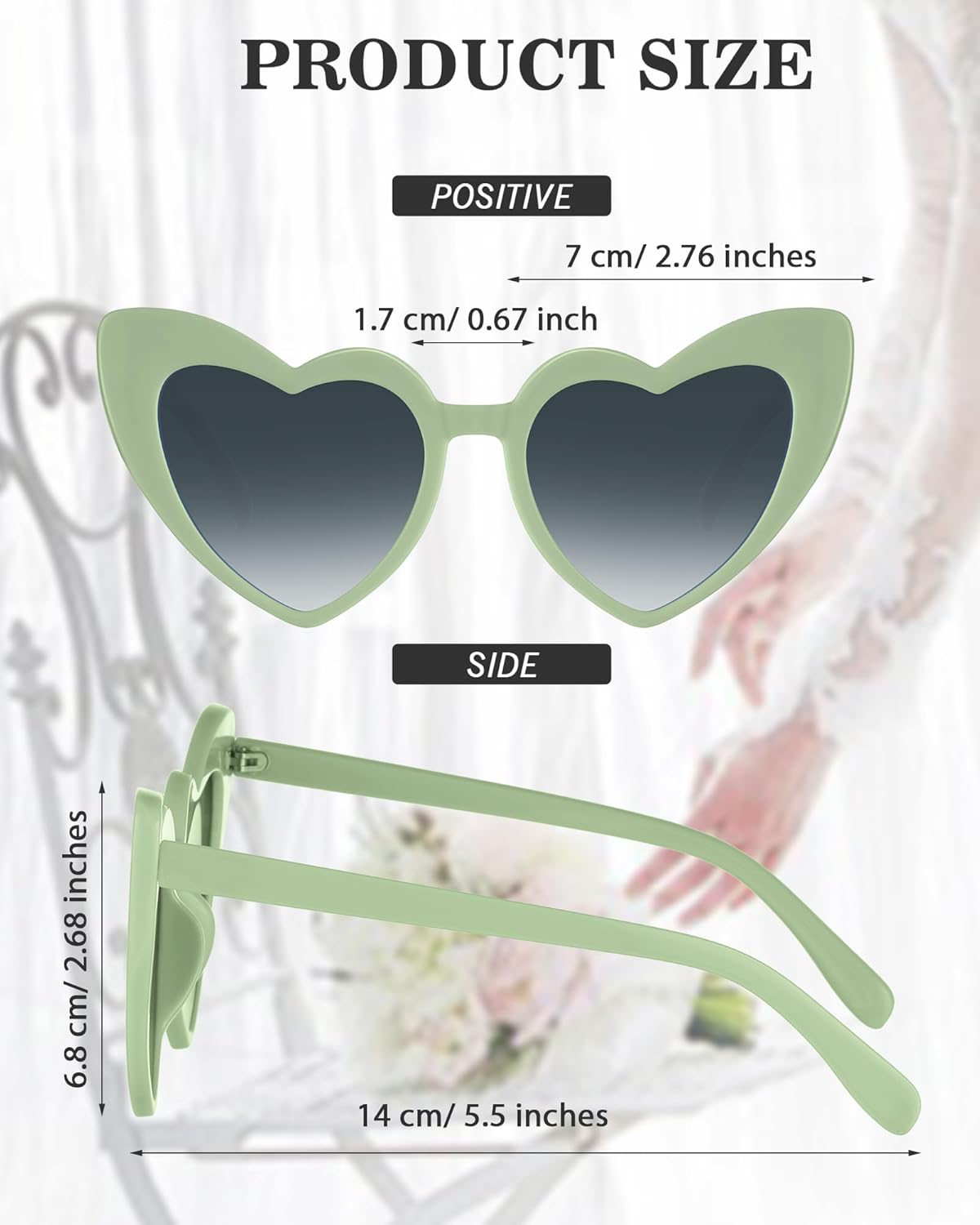 Flutesan 20 Pairs Retro Heart Sunglasses Vintage Cat Eye Heart Glasses Women Bachelorette Bride Sunglasses Bulk
