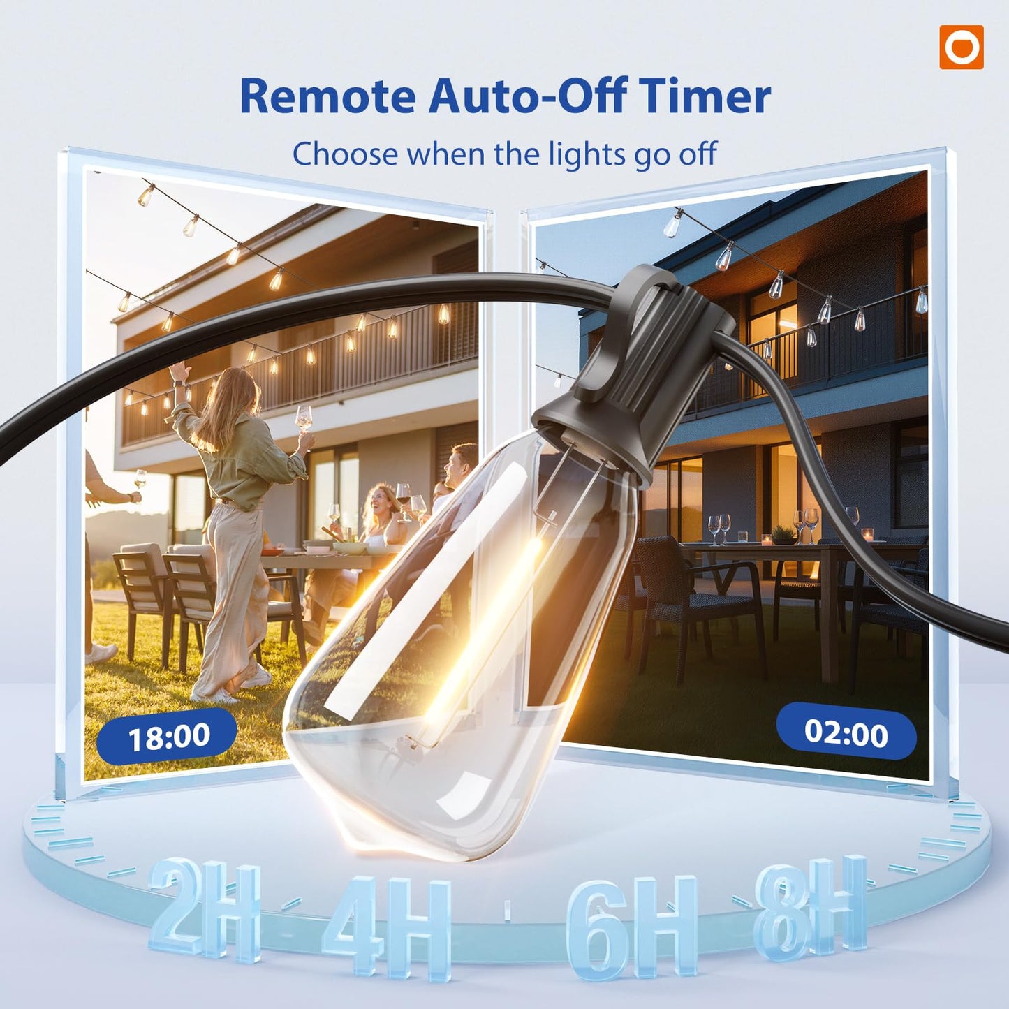 addlon 100FT Outdoor String Lights ST38 LED with Remote Waterproof Dimmable